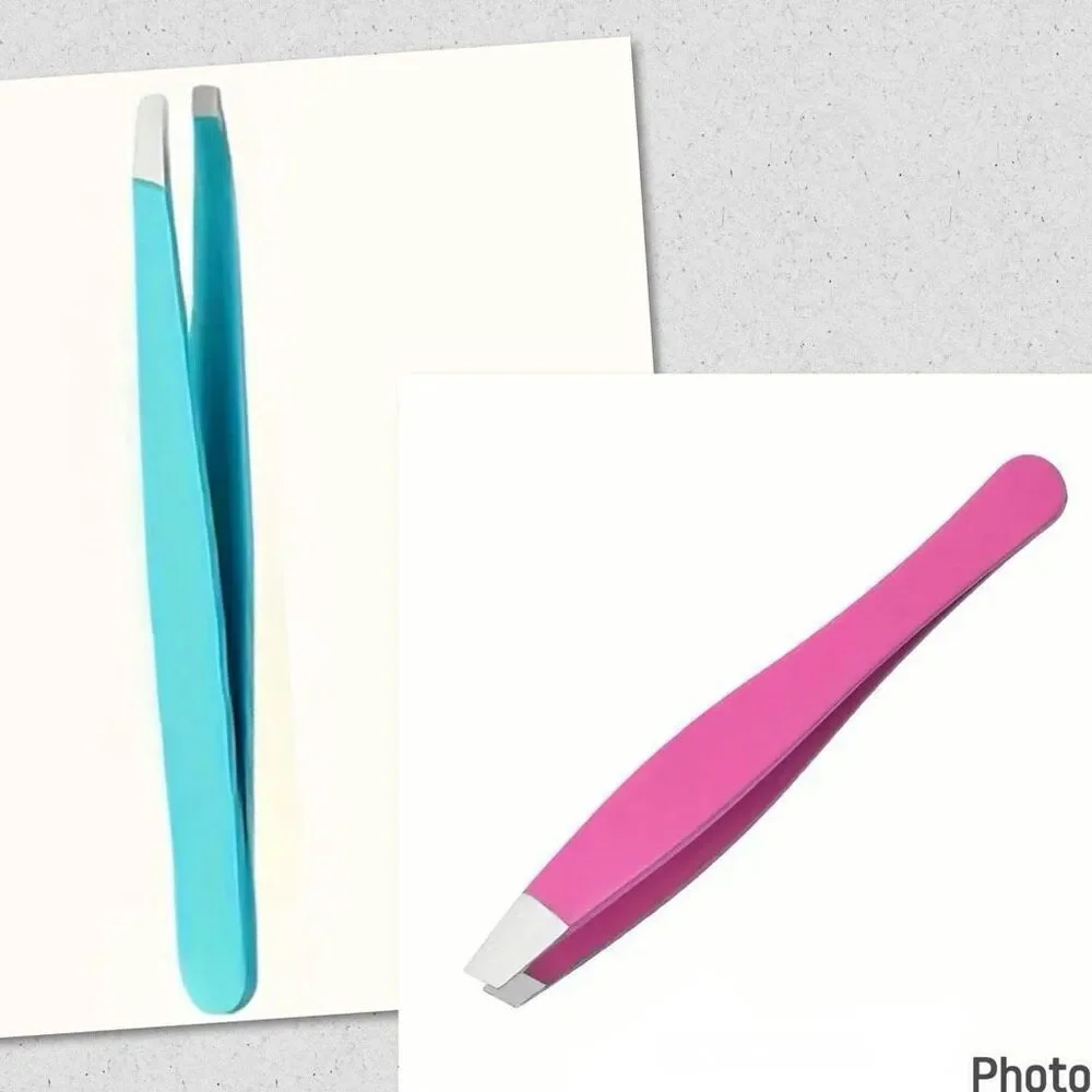 2 Pack of Precise Tweezers Pink & Blue in 2 Different Sizes Regular & Travel